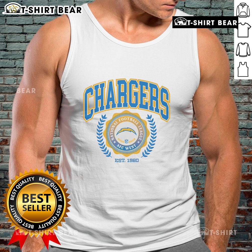 Stylish Los Angeles Chargers team crest tank top, established 1960, perfect for fans and casual wear.