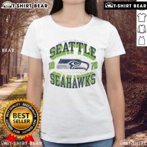 Pretty Seattle Seahawks field arched wordmark ladies tee in vibrant colors, perfect for fans supporting their team.