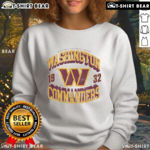 Alt Text: Stylish Washington Commanders field arched wordmark sweatshirt displayed on a neutral background for fans.