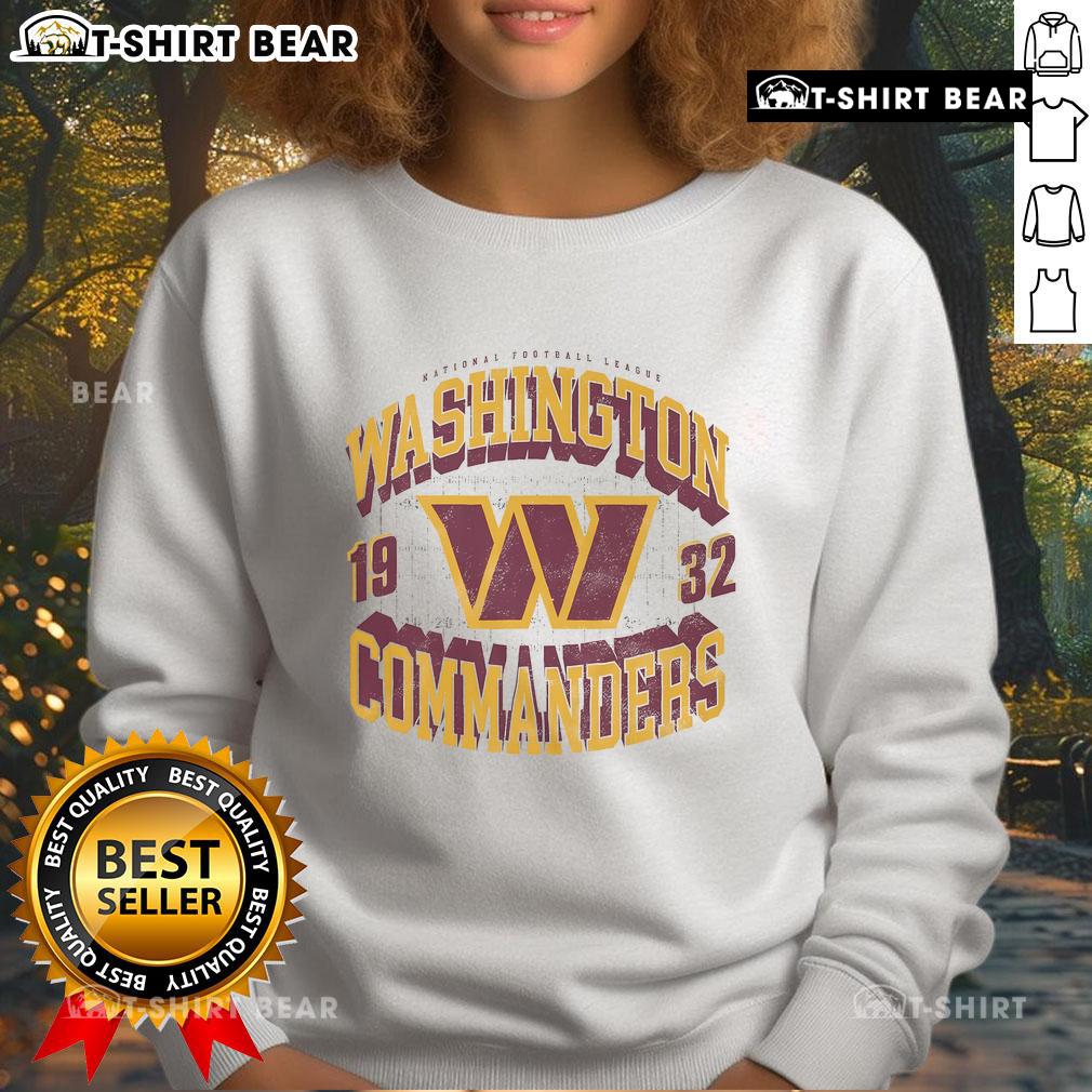 Alt Text: Stylish Washington Commanders field arched wordmark sweatshirt displayed on a neutral background for fans.