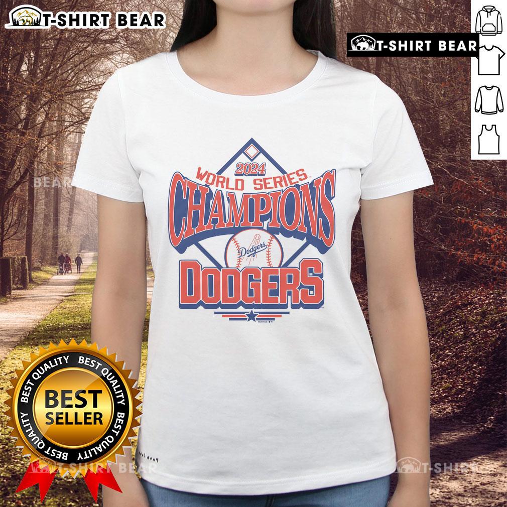 2024 World Series Champions Dodgers ladies tee showcasing team spirit and style for female fans.