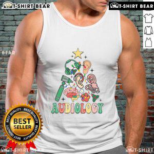 Stylish tank top featuring 'Top Christmas Audiologist' design for audiology and vestibular therapy enthusiasts.