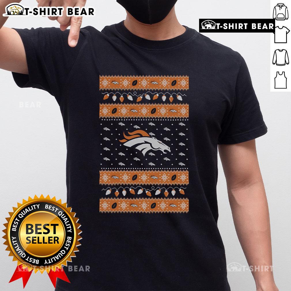 Festive Top Denver Broncos Holiday Christmas T-Shirt featuring team logo and vibrant colors, perfect for fans celebrating the season.