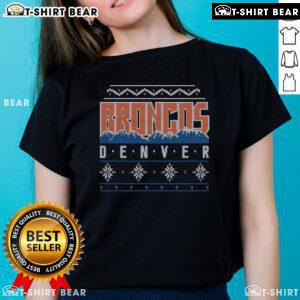 Stylish Top Denver Broncos Holiday Ladies Tee in team colors, perfect for festive fans celebrating the season.