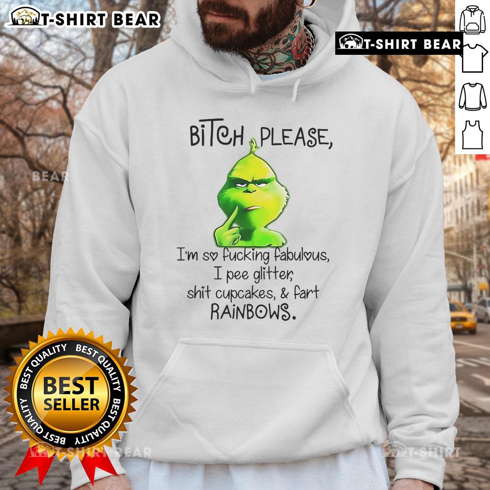 Colorful hoodie featuring 'Top Grinch Bitch Please' design, perfect for fans of fun, fabulous, and quirky fashion.