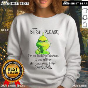 Funny sweatshirt featuring 'I'm So Fabulous, I Pee Glitter' slogan with Grinch design, perfect for holiday humor lovers.