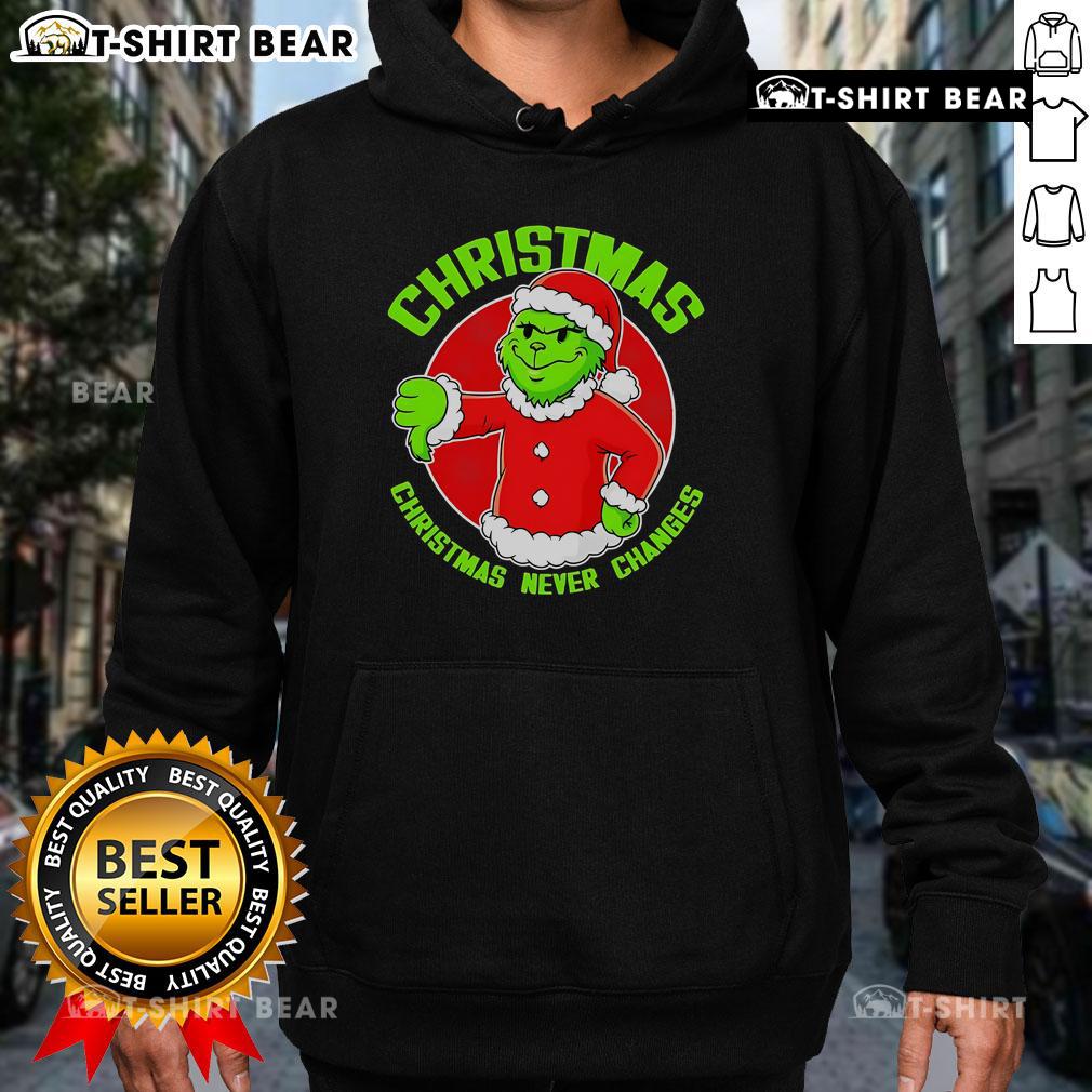 Top Grinch Boy Christmas Never Changes Hoodie featuring a festive design perfect for holiday celebrations.