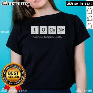 Top Iocane Powder Odorless Tasteless Deadly Ladies Tee featuring a stylish design and bold graphics for fans of The Princess Bride.