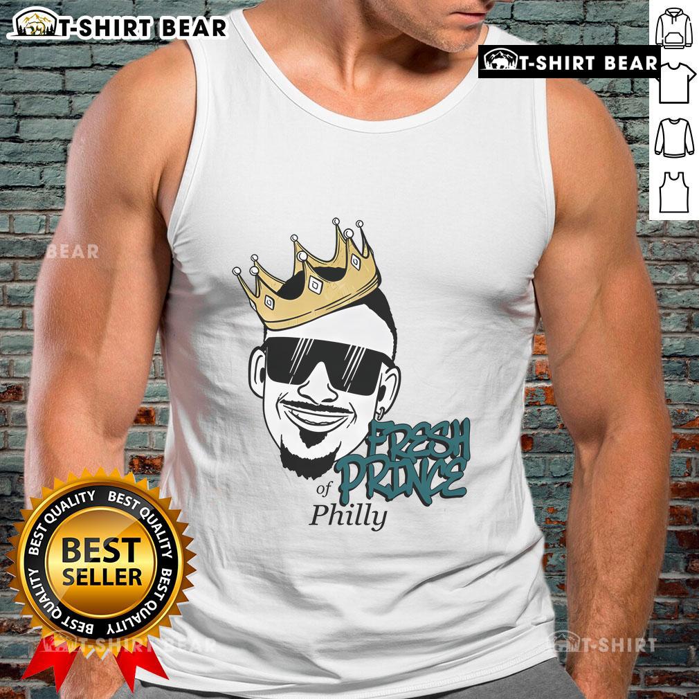Alt Text: Jalen Hurts wearing a stylish Prince of Phl tank top, showcasing a trendy sports fashion look.
