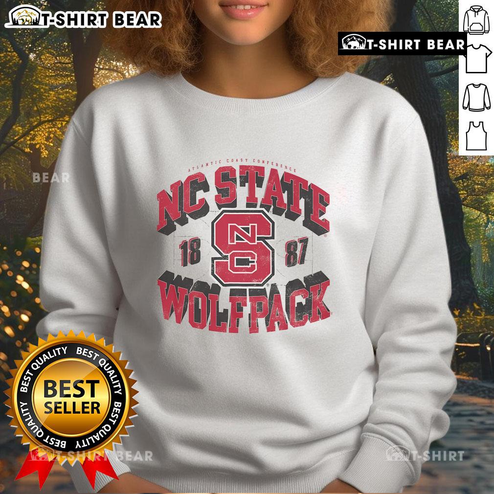 Top NC State Wolfpack Court Arched Wordmark Sweatshirt featuring bold logo and comfortable design for fans.