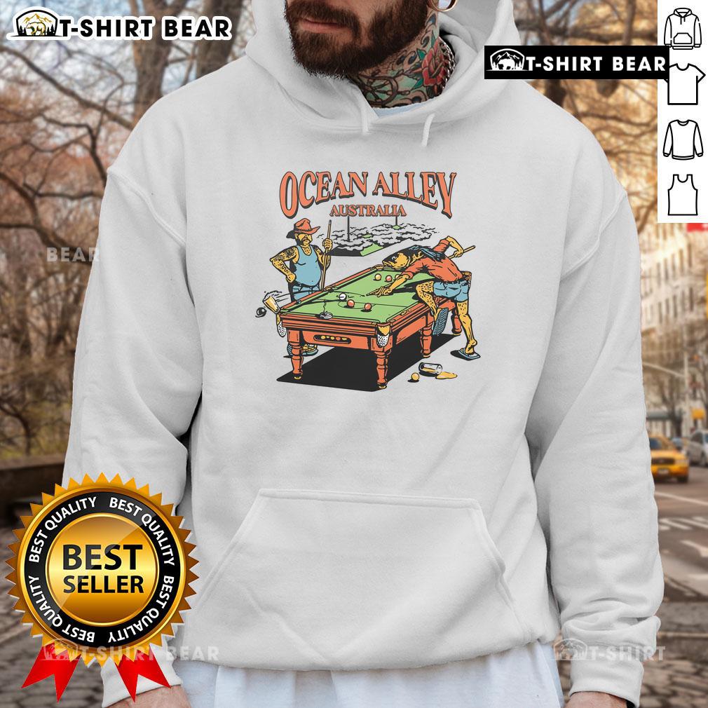 Stylish Top Ocean Alley Australia hoodie featuring a pool table design, perfect for billiards enthusiasts and casual wear.