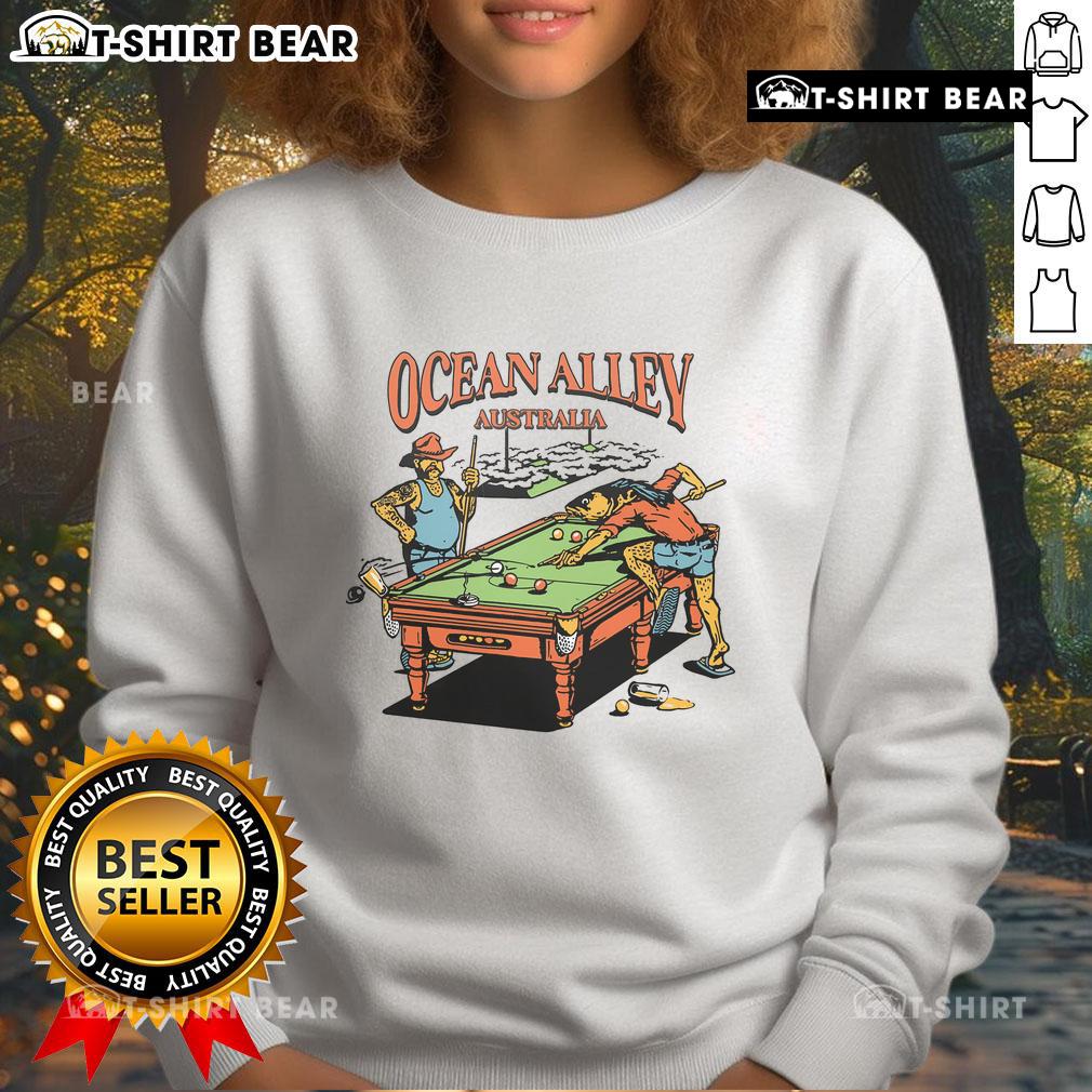 Top Ocean Alley Australia pool table sweatshirt featuring vibrant design and cozy fit, perfect for billiards enthusiasts.
