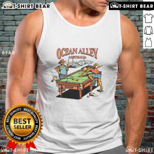 Top Ocean Alley Australia pool table tank top featuring vibrant ocean designs and a stylish fit for casual wear.