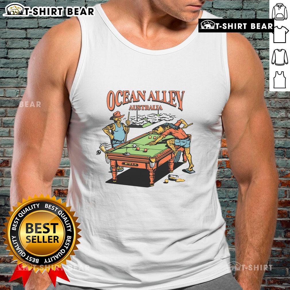 Top Ocean Alley Australia pool table tank top featuring vibrant ocean designs and a stylish fit for casual wear.