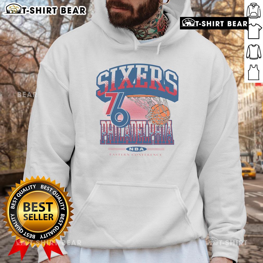 Top Philadelphia 76ers City Edition No Look Hoodie in vibrant colors, showcasing team logo and stylish design.