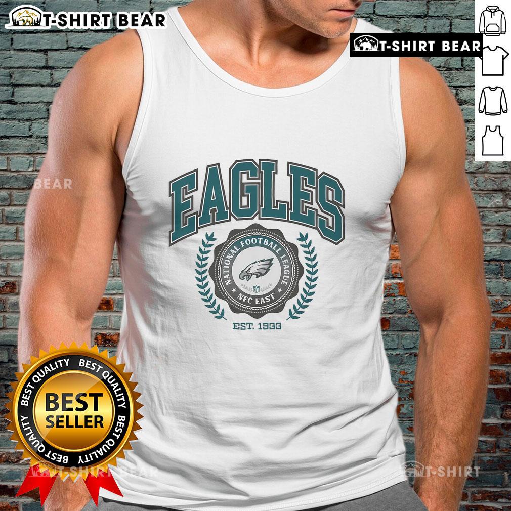 Top Philadelphia Eagles team crest tank top, established 1933, showcasing the iconic logo and vibrant team colors.