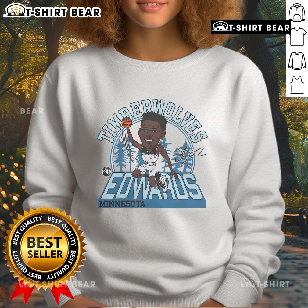 Alt Text: Top Timberwolves Anthony Edwards signature sweatshirt featuring bold design and team colors for fans.