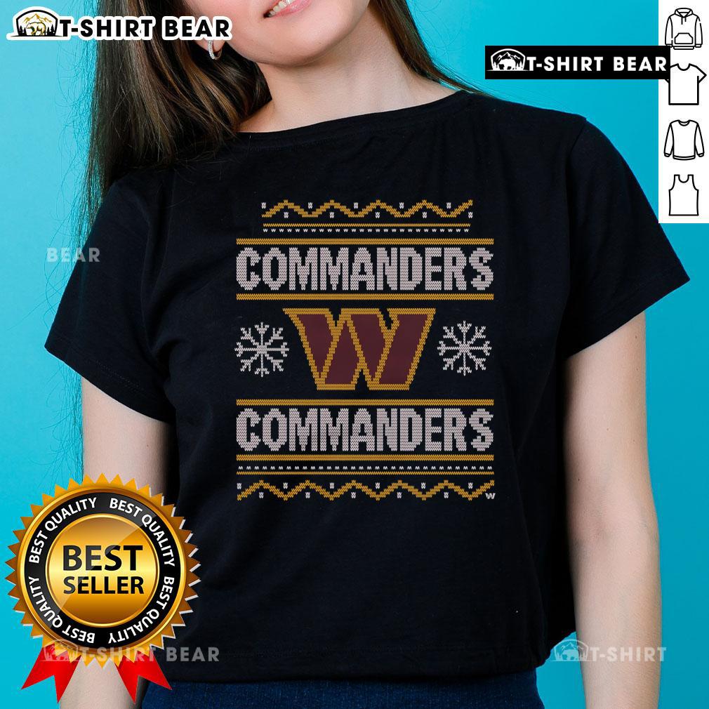 Top Washington Commanders holiday ladies tee featuring vibrant team colors and festive design, perfect for fans.