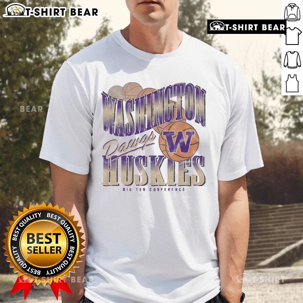 Alt Text: Top Washington Huskies Baller Bounce T-Shirt featuring bold team colors and logo for dedicated fans and athletes.