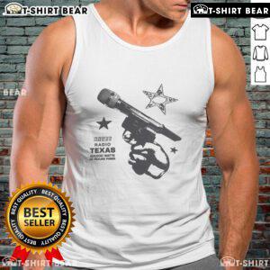 Alt Text: Awesome Kntry Radio Texas 100000 Watts of Healing Power karaoke cowboy tank top in vibrant colors and stylish design.