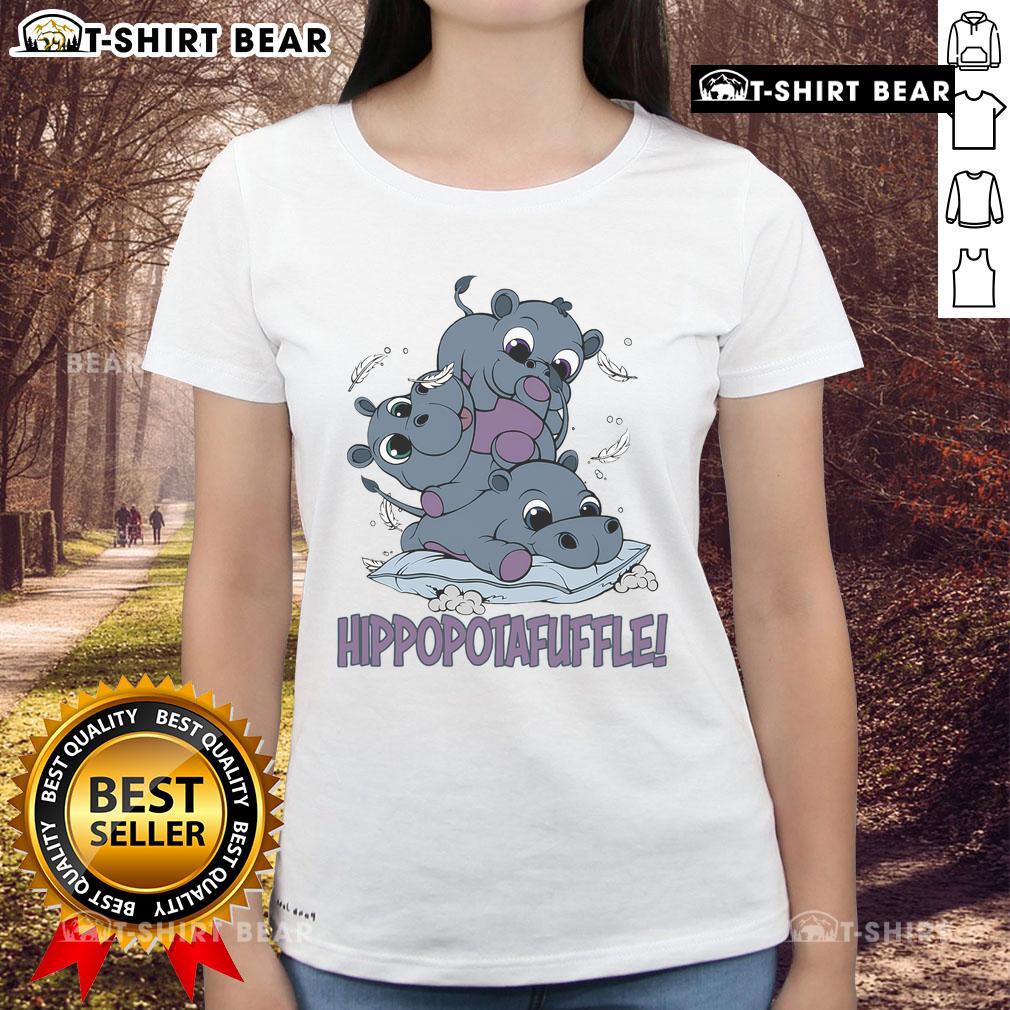 Alt Text: Cute Hippoptafuffle Ladies Tee featuring a whimsical hippo design in vibrant colors, perfect for casual wear.