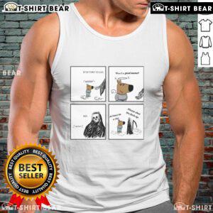 Funny chill guy with a grim reaper asking, Was I a good meme? on a tank top, perfect for meme lovers and humor fans.