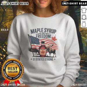 Funny Trump Quote sweatshirt saying Canada is the 51st state of the USA, perfect for political humor and casual wear.