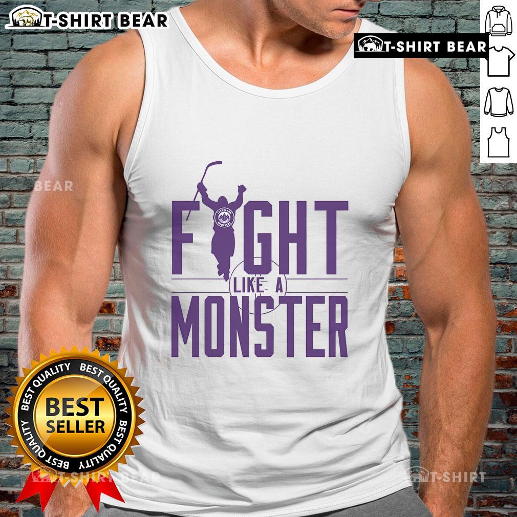 Good Fight Like a Monster ice hockey tank top showcasing bold graphics and sporty design for hockey enthusiasts.