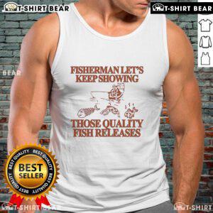 Good fisherman wearing a tank top, showcasing quality fish releases at a scenic fishing spot.
