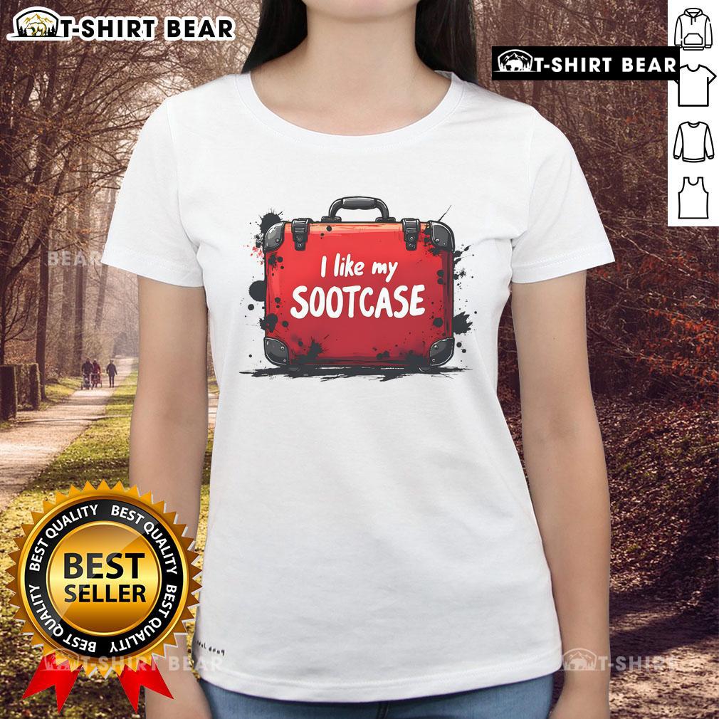 Funny Trump Victory 2024 meme on a ladies tee featuring a suitcase and the phrase Good, I like my suitcase.