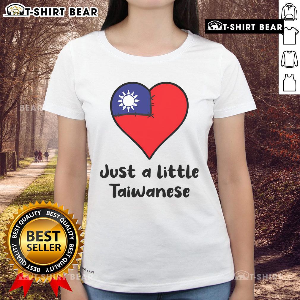 Taiwanese flag heart design on a stylish ladies tee, perfect for supporting Taiwan with a fashionable twist.