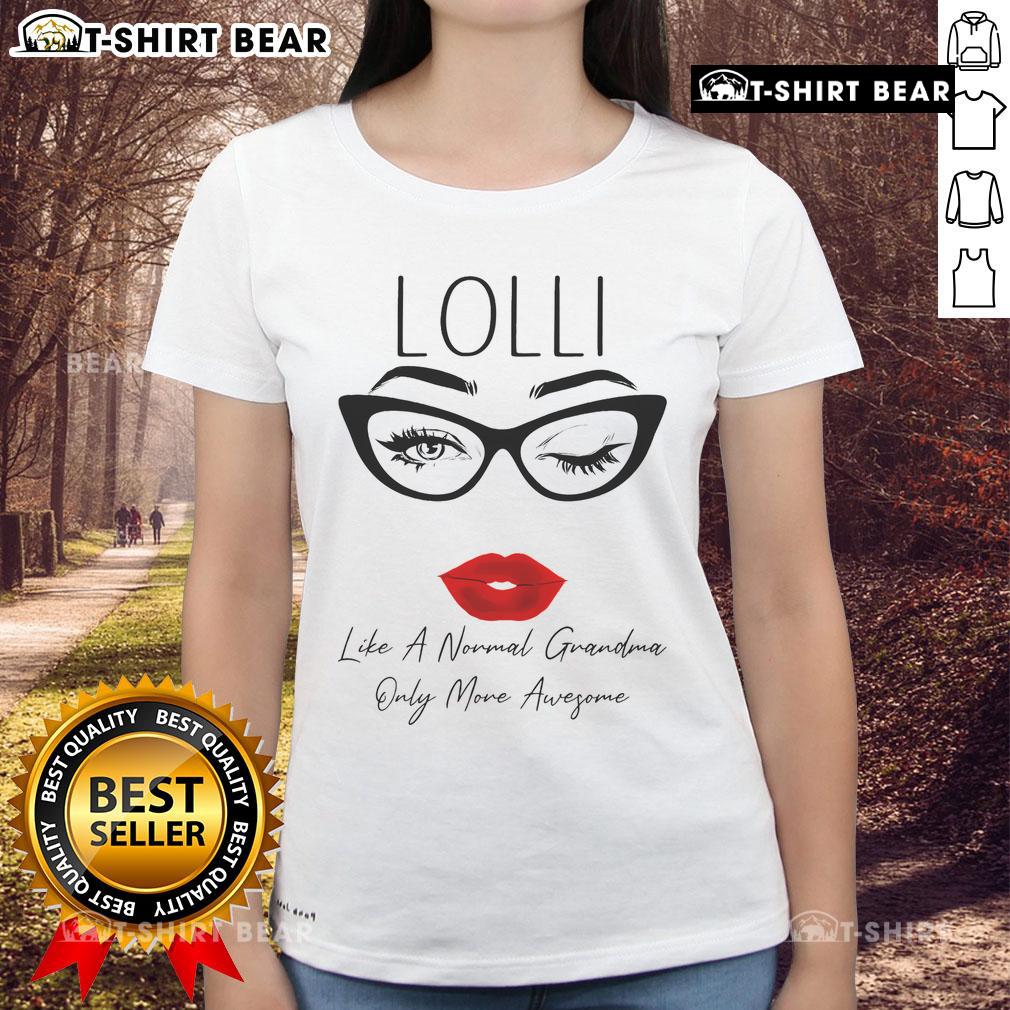 Funny ladies' tee featuring a grandma with awesome glasses, perfect for those who love a quirky, playful style.