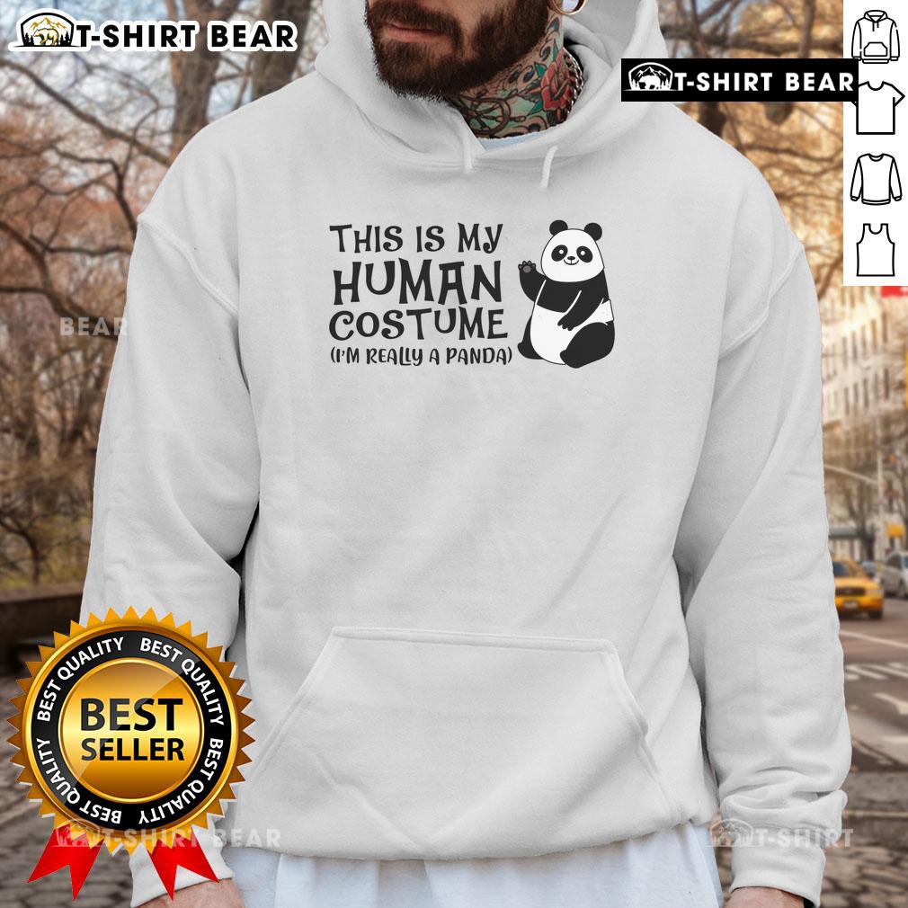 Adorable panda in a cozy panda hoodie costume, showcasing the playful spirit of a good panda in a fun outfit.