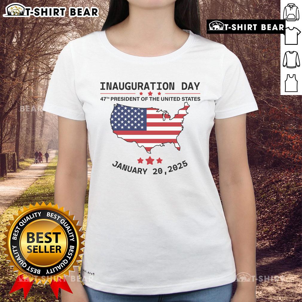 Hot Inauguration Day Ladies Tee featuring 47th President of the United States, Donald Trump, in vibrant design.
