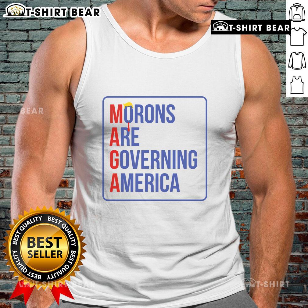 Hot Maga Morons Are Governing America tank top featuring bold text design for political statement and casual wear.