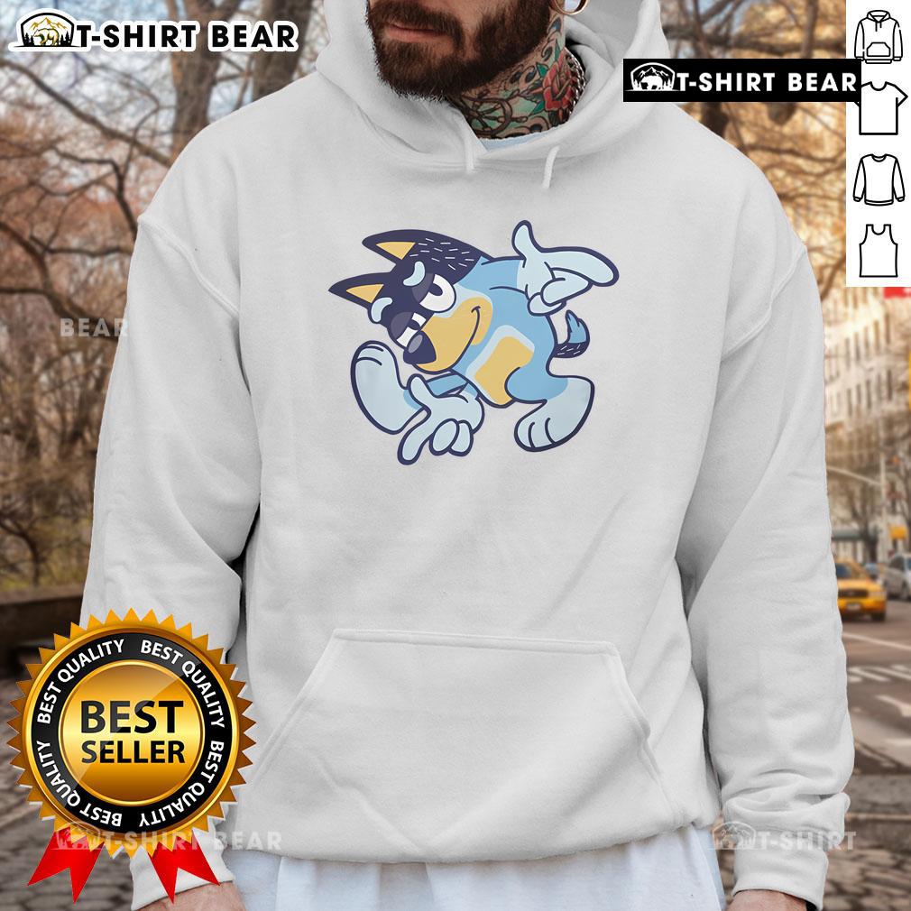 Kids wearing Nice Bluey Bandit Adventure Hoodie, featuring vibrant colors and fun cartoon design for playful adventures.