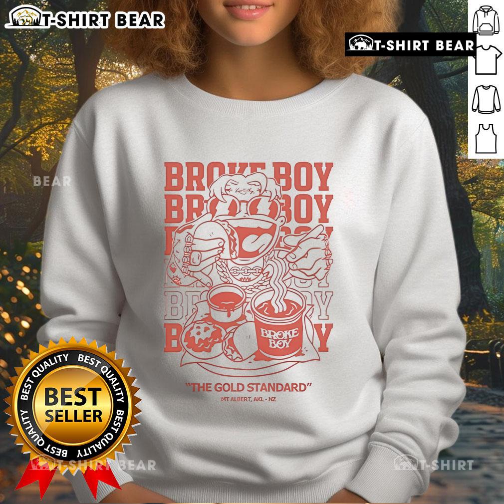 Nice Broke Boy Taco Street Hustle sweatshirt featuring 'The Gold Standard' design, Mt Albert, Auckland, NZ.