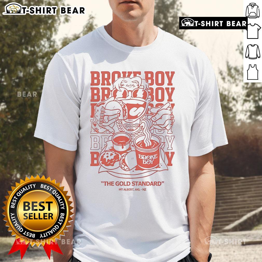 Nice Broke Boy Taco Street Hustle T-Shirt featuring 'The Gold Standard' design, Mt Albert, Auckland, NZ.