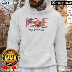 Denver Broncos NFL helmet logo hoodie showcasing team spirit and style for fans of the Denver Broncos.