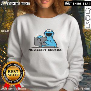 Cozy 'Nice Me, Accept Cookies' sweatshirt featuring a playful graphic design, perfect for casual wear and cookie lovers.