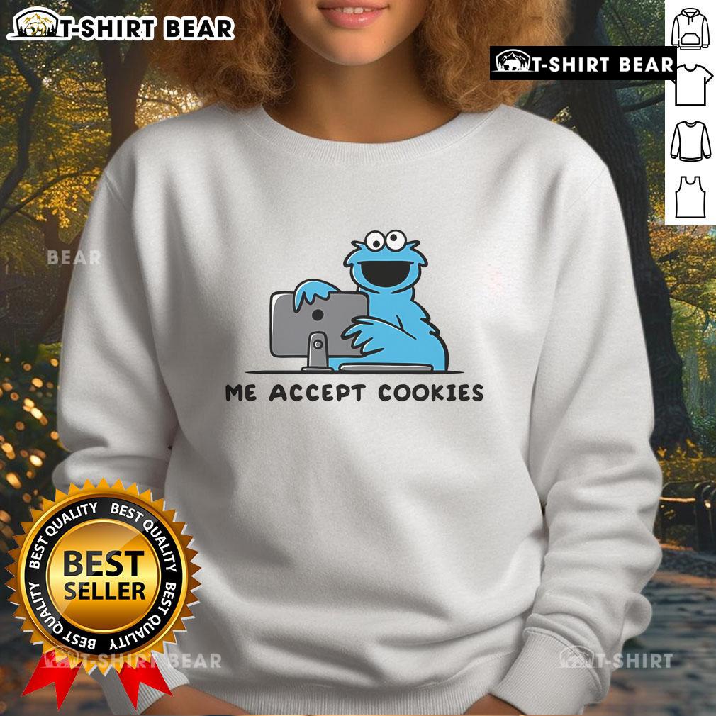 Cozy 'Nice Me, Accept Cookies' sweatshirt featuring a playful graphic design, perfect for casual wear and cookie lovers.