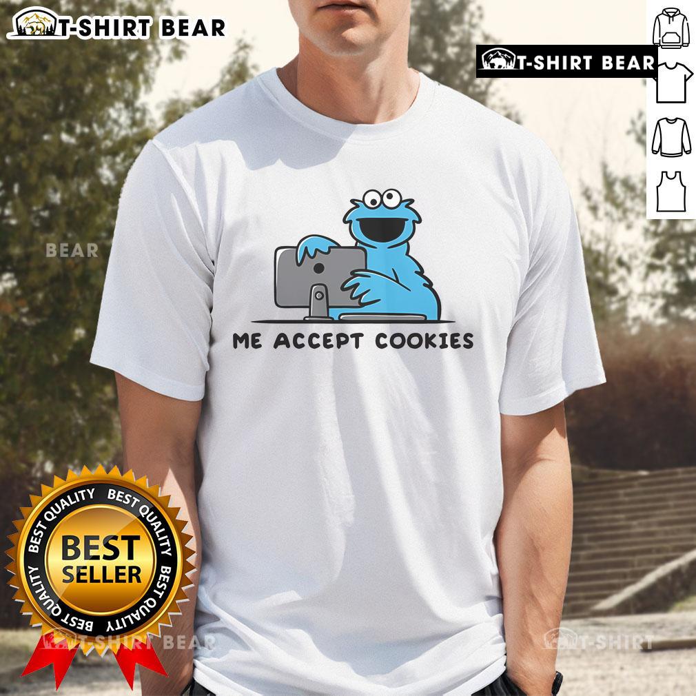Nice Me Accept Cookies T-Shirt featuring playful cookie graphics and a fun slogan for cookie lovers and humor fans.