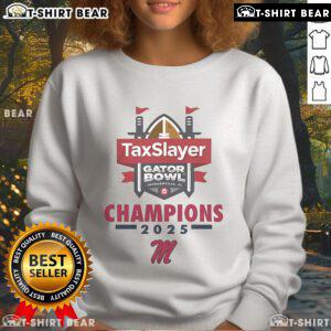 Nice Ole Miss Football 2025 Taxslayer Gator Bowl Champions Sweatshirt showcasing team pride and victory.