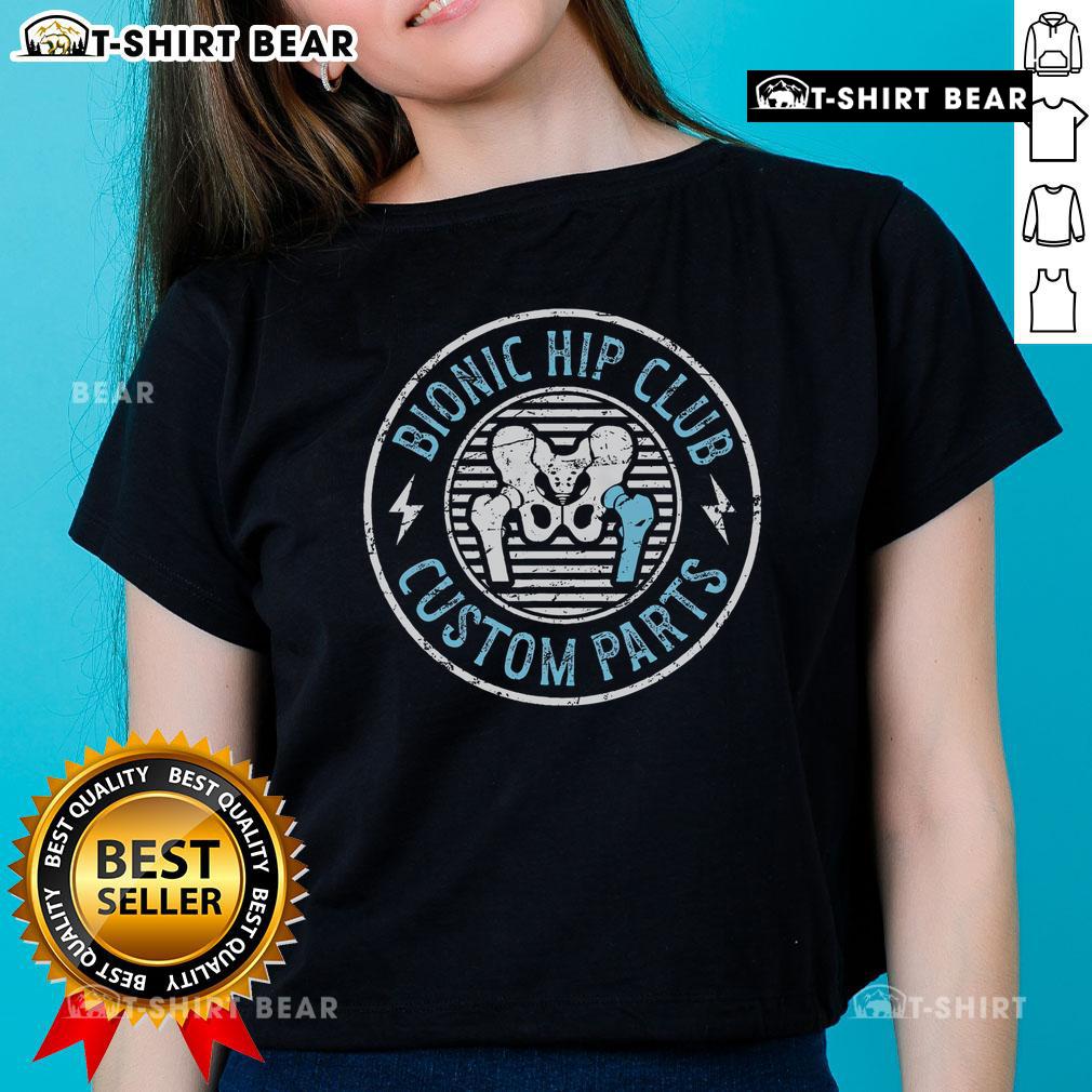 Official Bionic Hip Club tee for ladies, celebrating hip surgery recovery and hip replacement surgery with a stylish design.