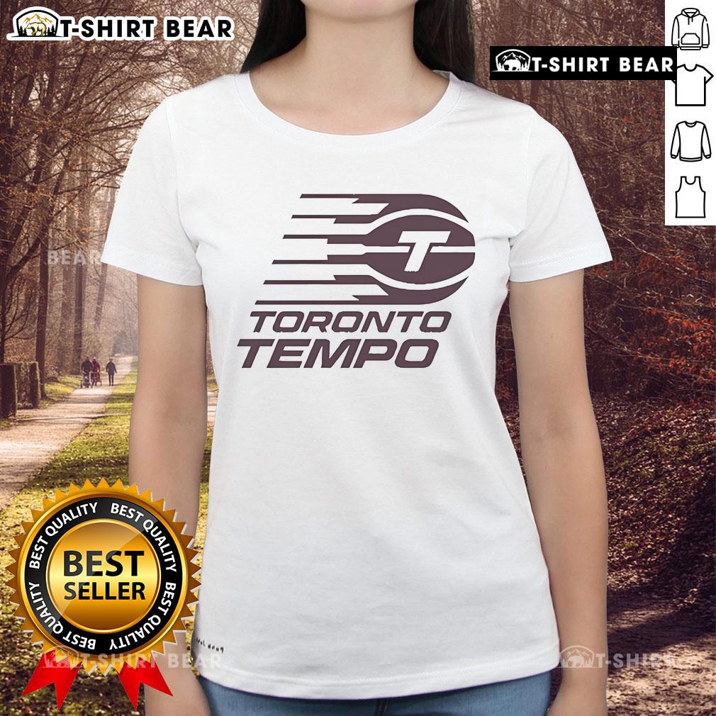 Alt Text: Official Esfandiar Baraheni Toronto Tempo ladies tee featuring a stylish design and comfortable fit for women.