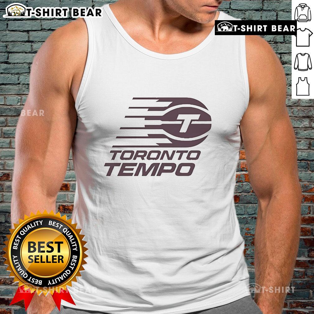 Esfandiar Baraheni wearing a Toronto Tempo tank top, showcasing vibrant design and style in urban setting.