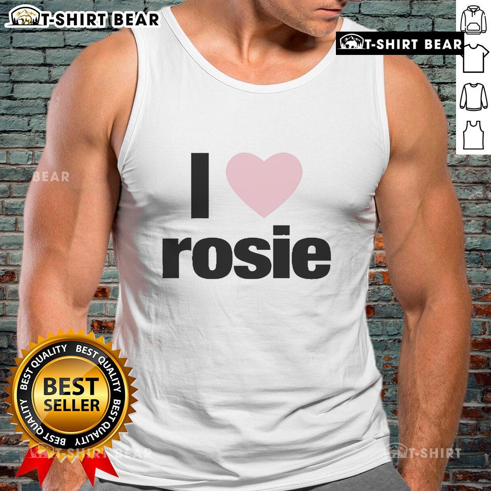 Alt Text: Official Evan Mock I Love Rosie tank top featuring a stylish design, perfect for casual wear and fashion enthusiasts.