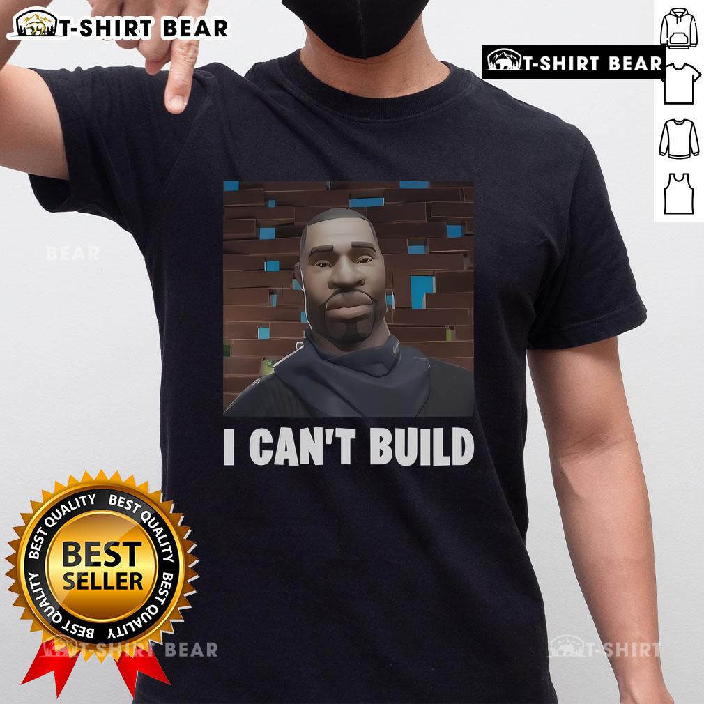 Alt Text: Official Fortnite I Can't Build T-Shirt featuring bold text design, perfect for gamers and Fortnite fans.