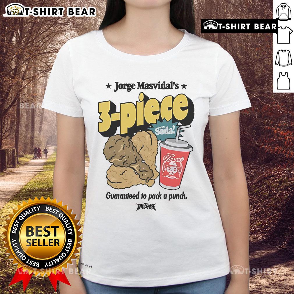 Official Jorge Masvidal 3 Piece with Soda Ladies Tee, featuring a bold design guaranteed to pack a punch.