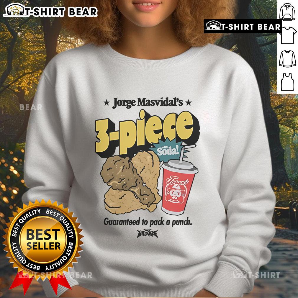 Official Jorge Masvidal 3 Piece With Soda sweatshirt, designed for fans, featuring bold graphics and a punchy style.